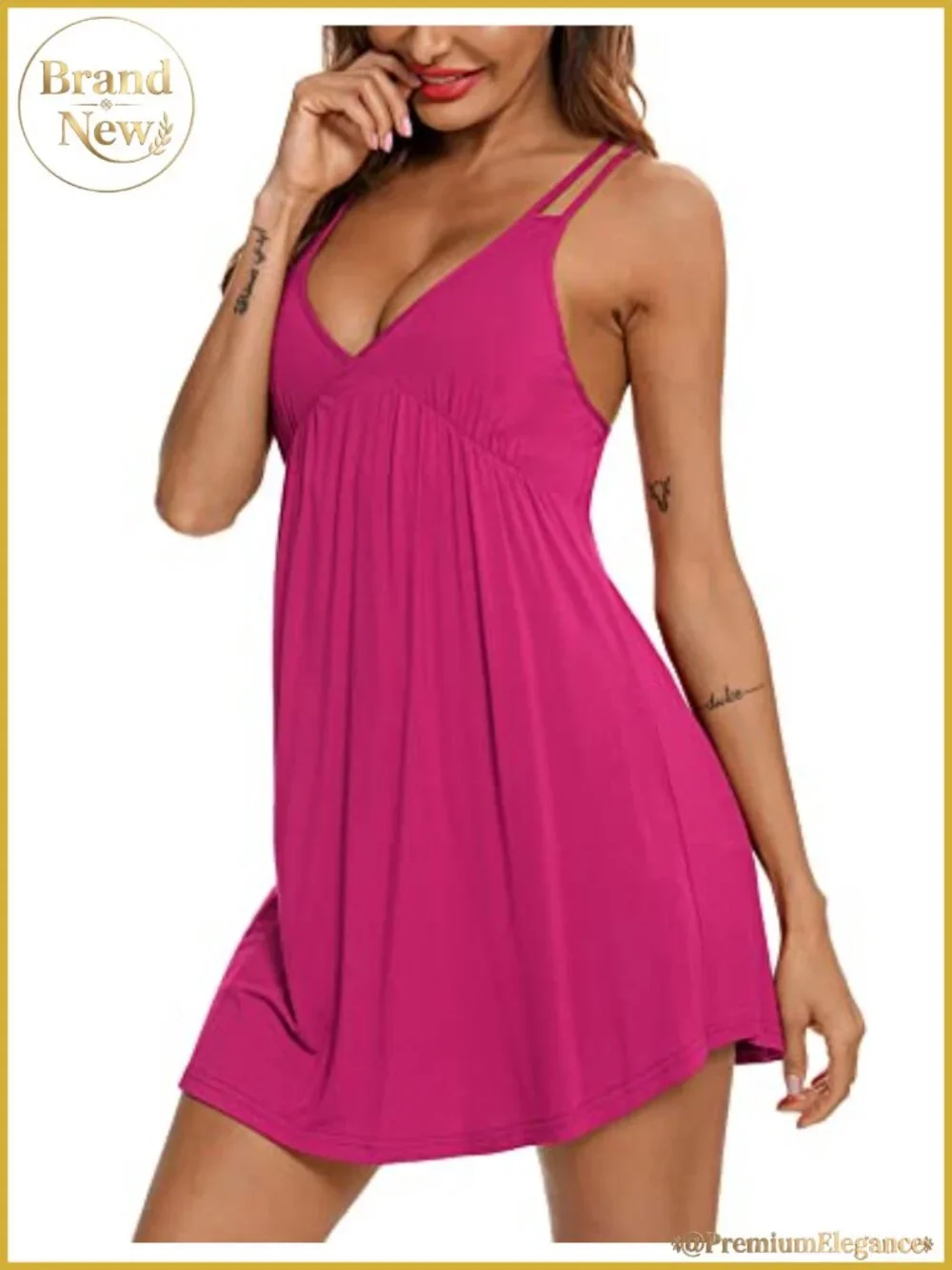 Sleeveless V-Neck Babydoll Nightgown Chemise Soft Stretch Sleepwear